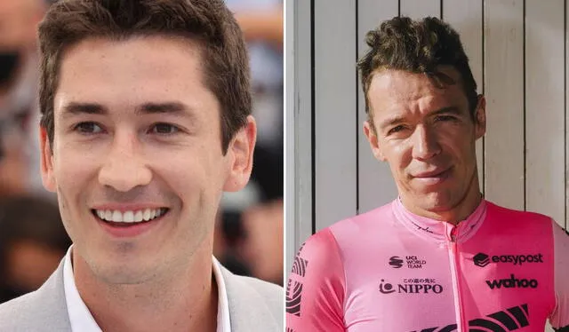 El actor Juan Pablo Urrego es quien le da vida al ciclista Rigoberto Urán en ‘Rigo’. Foto: composición LR/AFP/EF Education   